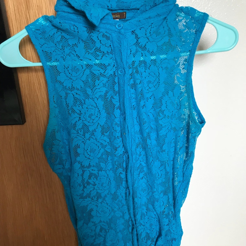 Copper Key Blue Lace Button Up Shirt